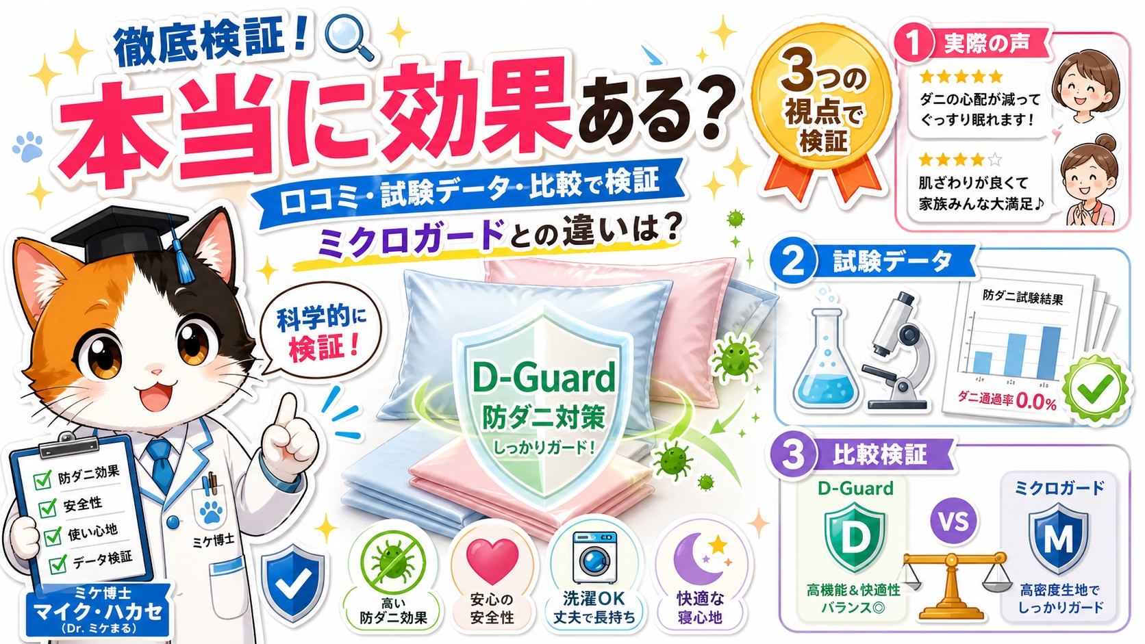 防ダニシーツ ディーガードの口コミ・評判は？実際の声・試験データ・ミクロガード比較で検証