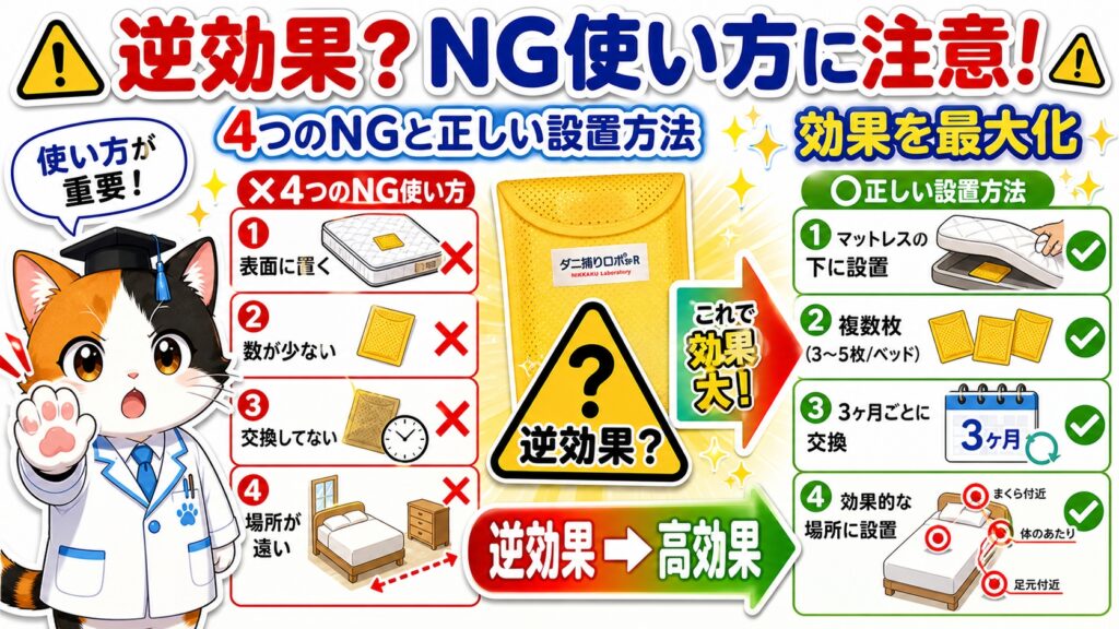 ダニ捕りロボは逆効果？NGな使い方4つと正しい設置方法