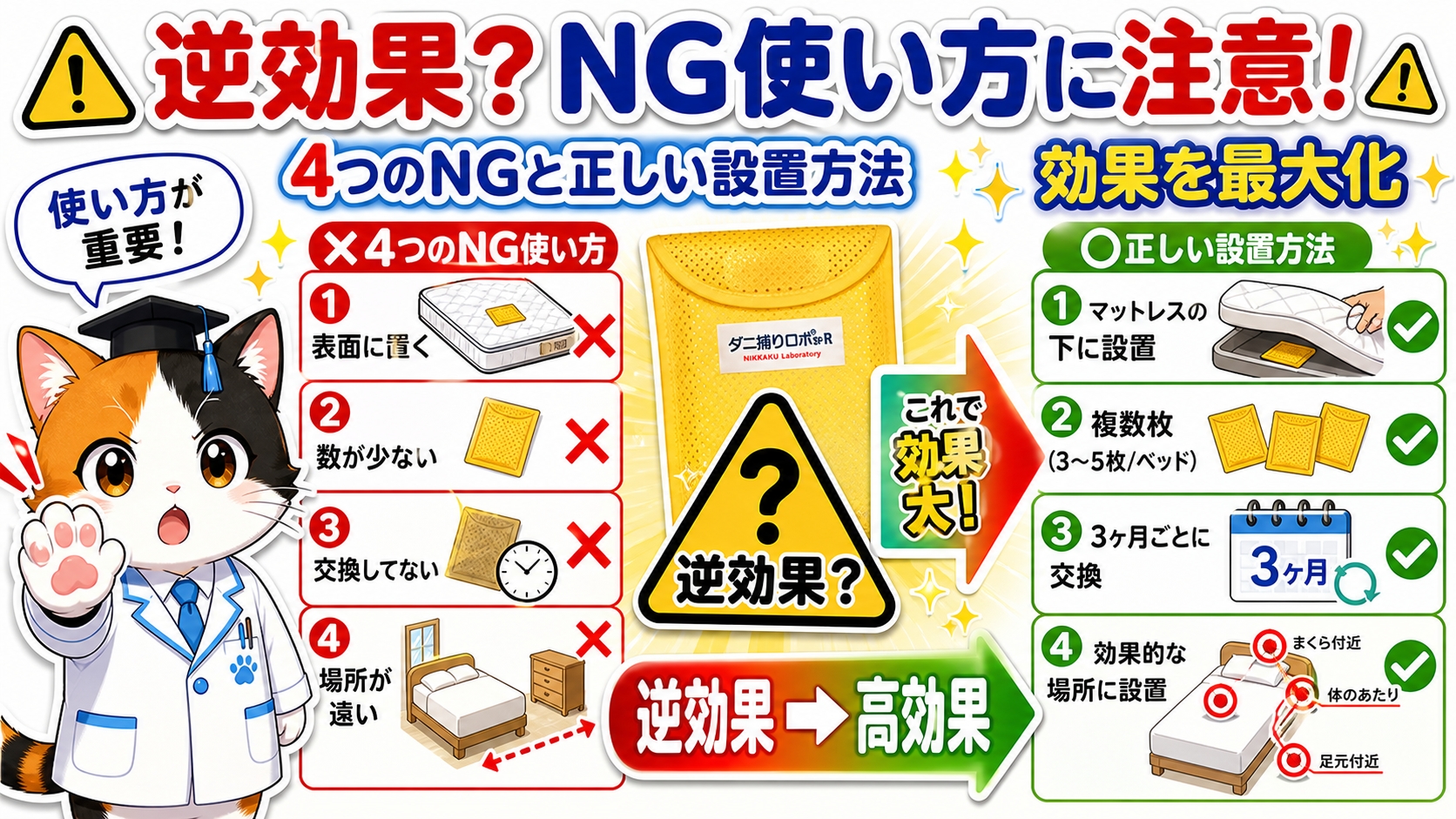 ダニ捕りロボは逆効果？NGな使い方4つと正しい設置方法