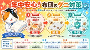 布団のダニ対策まとめ｜退治・捕獲・予防の3ステップと年間スケジュール