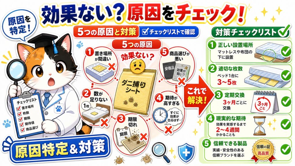 ダニ取りシートが「効果ない」と感じる5つの原因と対策チェックリスト